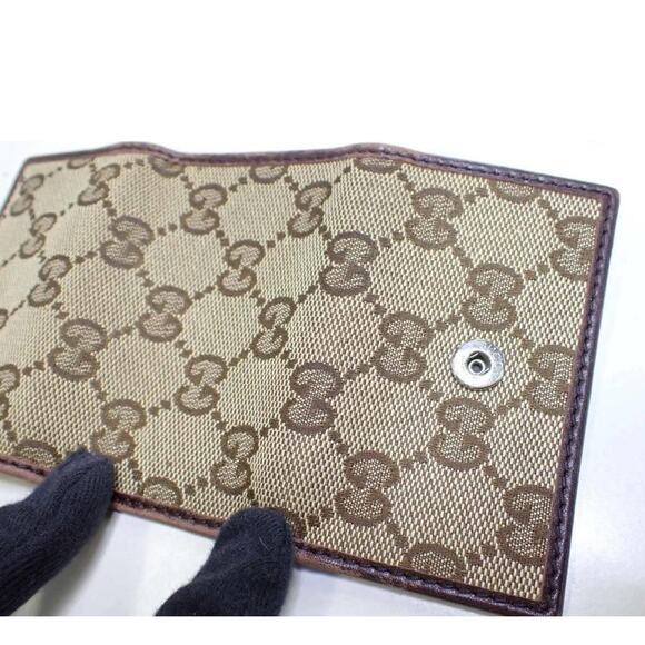 894. Gucci Brown GG Canvas Leather Key Case with Box - Picture 6 of 8